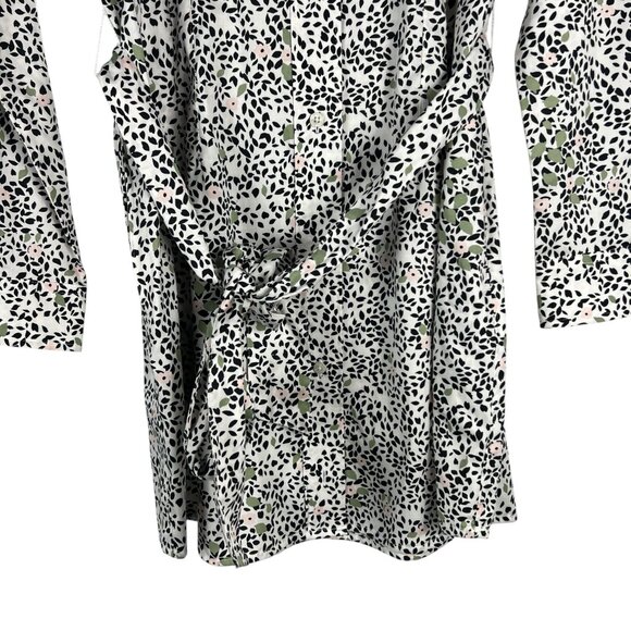 UNTUCKit for Her Phoebe Floral Belted Long Sleeve Shirt Dress in White Size 6 - Picture 3 of 10